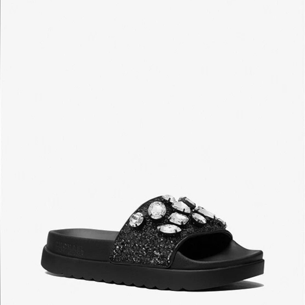 Michael Kors Tyra Black Gem-Studded Sandals
